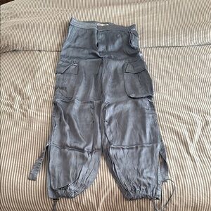 Zara Metallic blue Cargo Pants